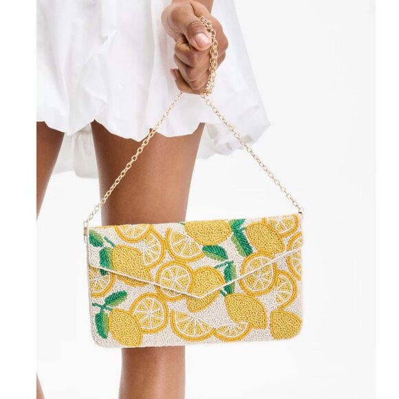 On 34th hand beaded envelope evening clutch - Yellow lemons - Picture 10 of 11